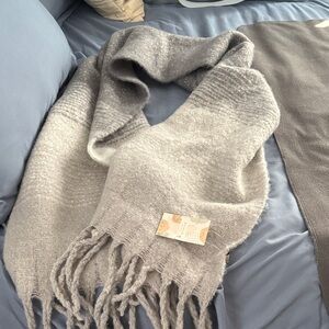 Cozy Light Gray Fringe Scarf